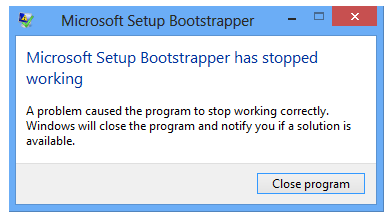Sửa lỗi microsoft setup bootstrapper has stopped working - Meeypage news