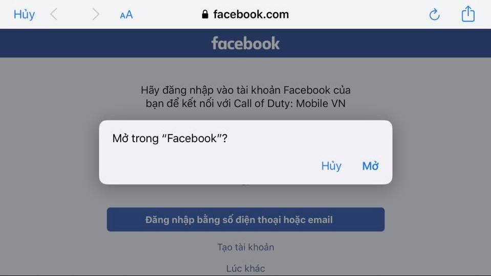 Sửa lỗi không đăng nhập facebook trong Call of Duty trên IOS 13