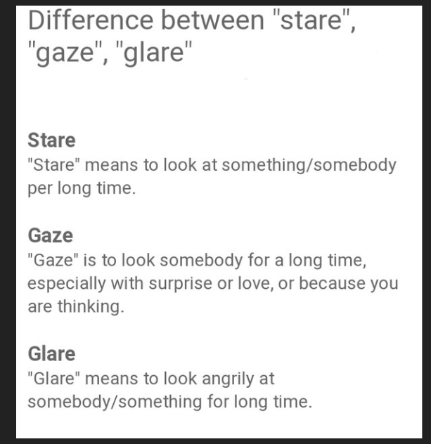 Phân biệt cách dùng gaze (at), stare (at), gape (at)