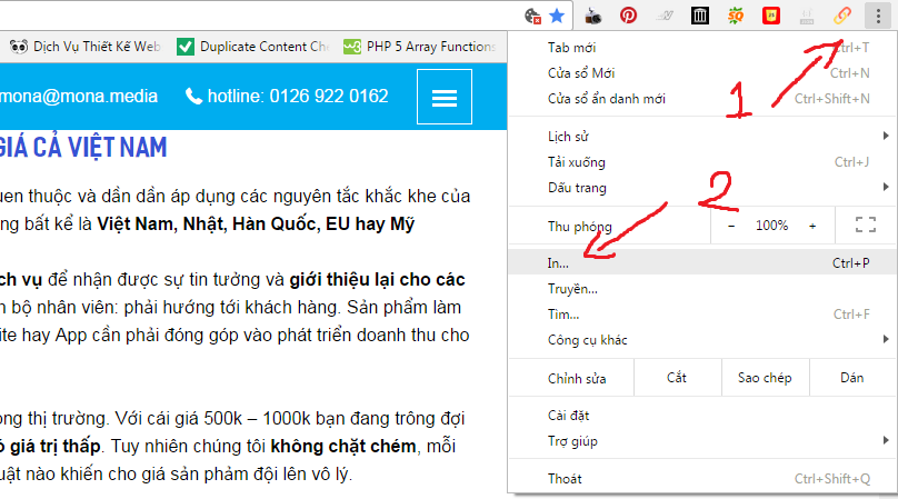 In để copy