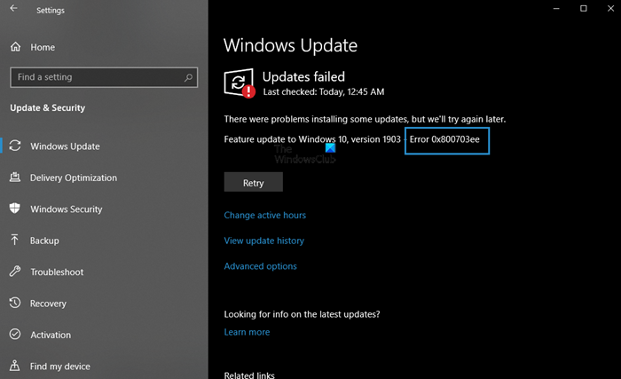 Sửa lỗi cập nhật Windows 0x800703ee