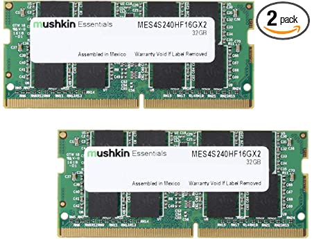 Mushkin Essentials – DDR4 Laptop DRAM – 32GB (2x16GB) SODIMM Memory Kit –  2400MHz (PC4-19200) CL-17 – 260-pin 1.2V Notebook RAM – Dual-Channel –  Low-Voltage – (MES4S240HF16GX2) at Amazon.com