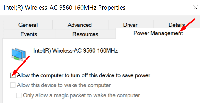 allow computer to turn off wireless adapter to save power