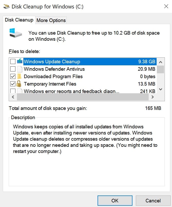 disk cleanup free disk space