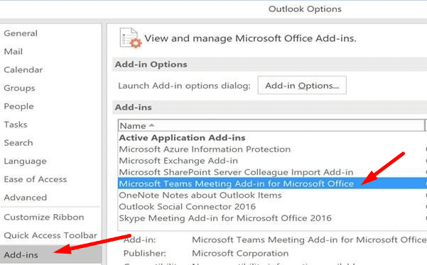 Microsoft Teams Meeting Add-in for Office outlook
