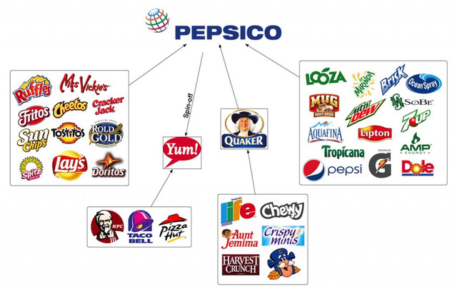 Ngoài đồ uống, PepsiCo còn sản xuất những hộp yến mạch Quaker, snack Poca và Cheetos. (Ảnh qua Slide-Share)
