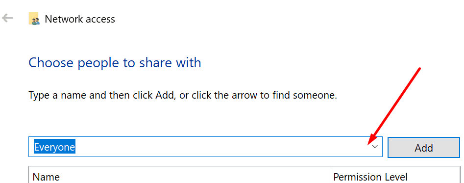 share folder with everyone windows 10