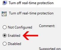 realtimeprotection enable
