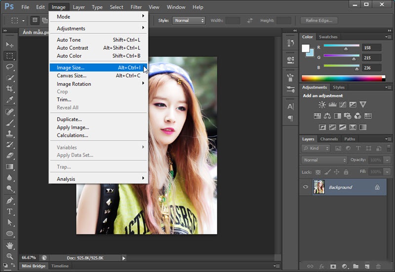 Các kích thước ảnh trong Photoshop