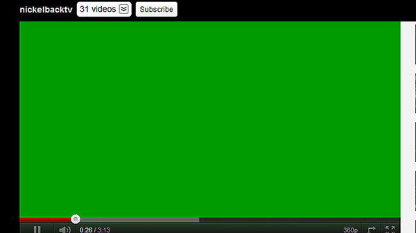 màn hình xanh lá cây khi xem YouTube