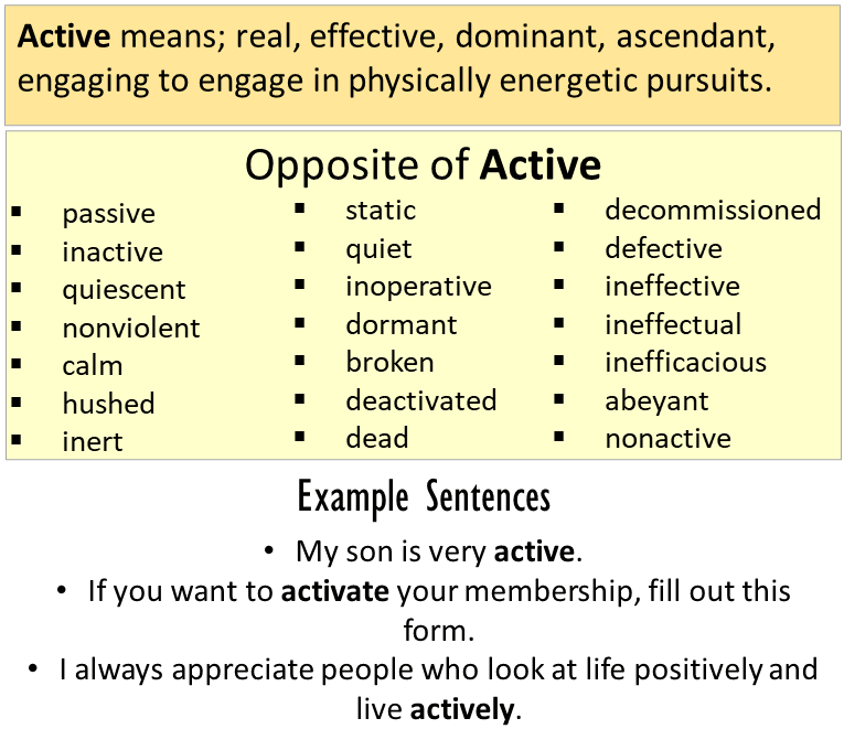 Active nghĩa là gì?