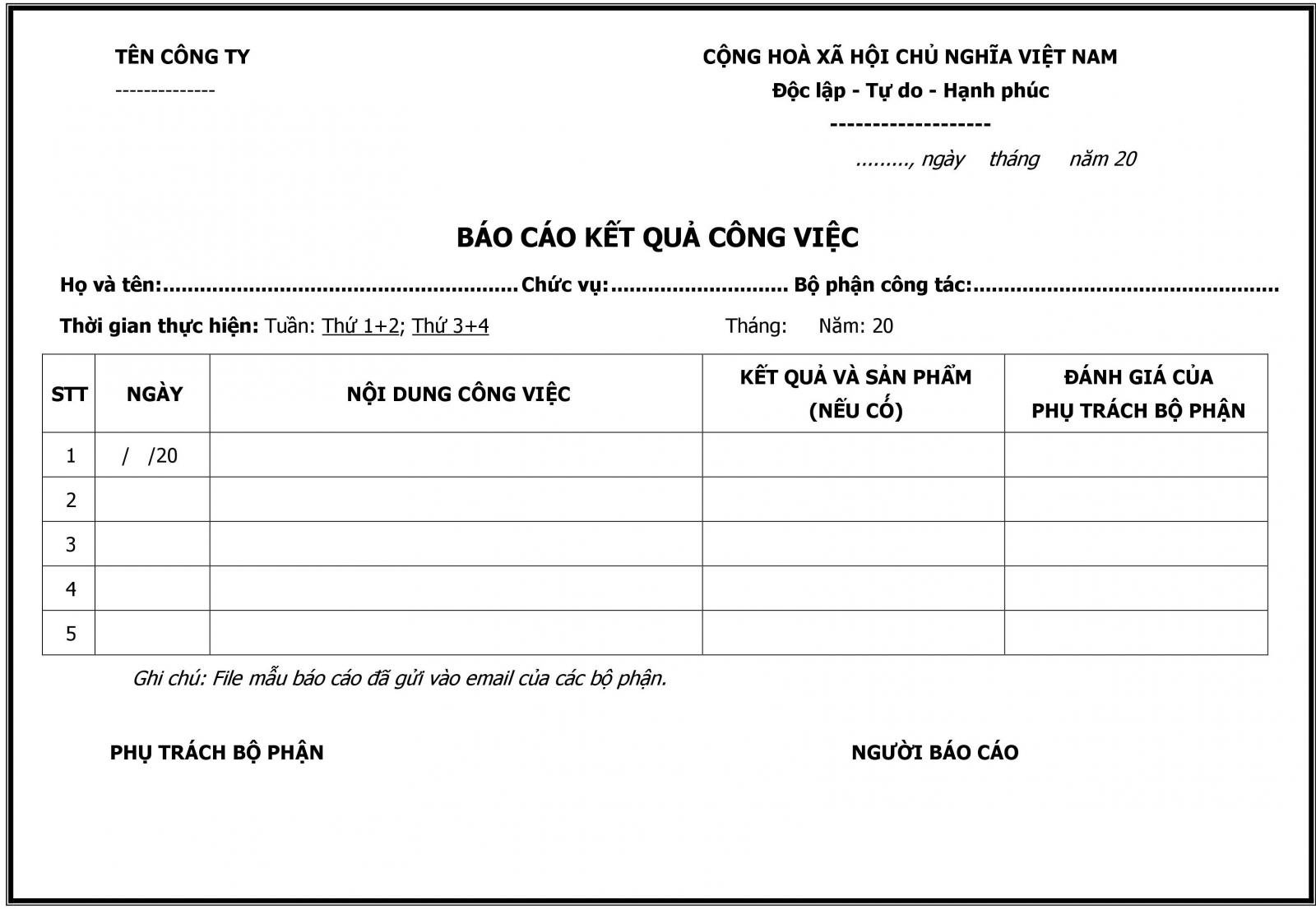 Mẫu kế hoạch làm việc cá nhân, Bảng kế hoạch cá nhân theo tuần ...