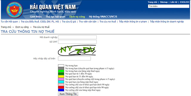 Website Hải quan Việt Nam
