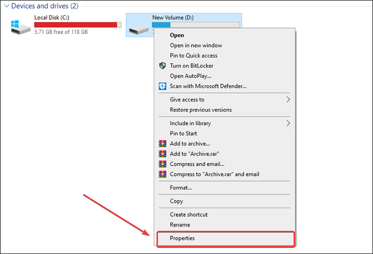 Quản lí dung lượng ổ cứng trên Windows 10
