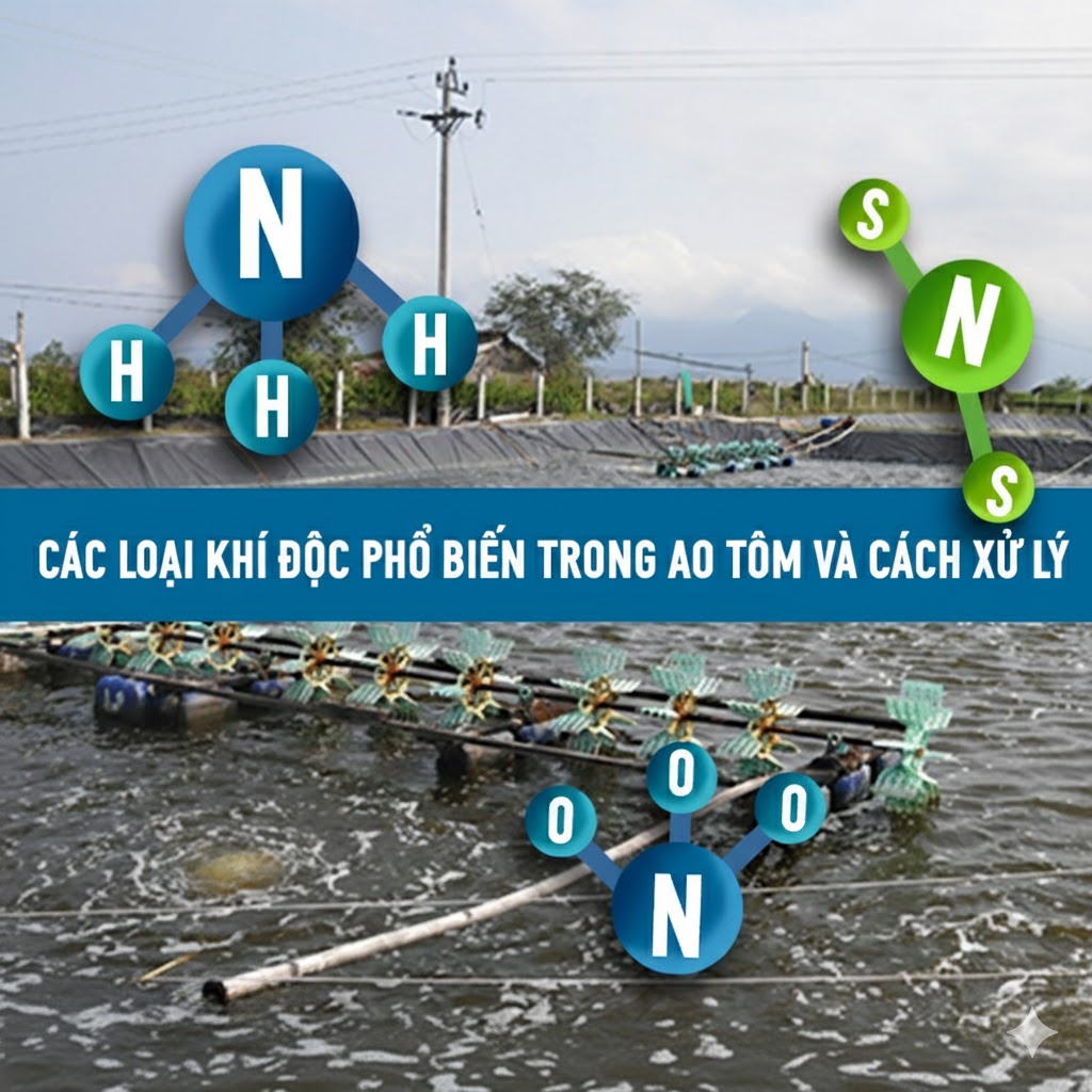Cách Xử Lý Khí Độc Ao Tôm (NH3, NO2, H2S) Nhanh & Tận Gốc